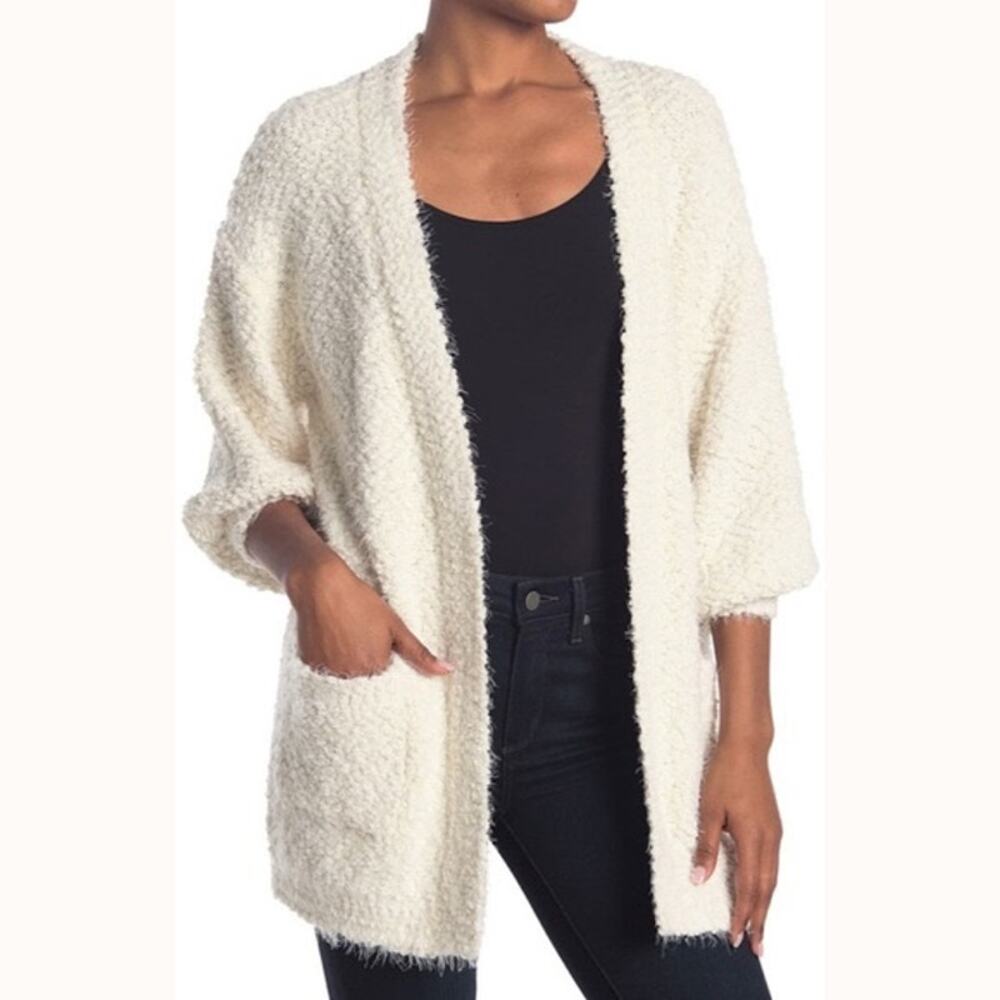 FRNCH Paris Anthropology Boucle Eyelash Cardigan Beige S/M